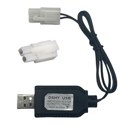 6.0V USB Ladekabel Kompatibel mit Tamiya KET-2Pin Stecker Kompatibel RC Flugzeug RC Panzer RC Modellfahrzeug Buggy Auto Truck Boot für Universal 6.0V NiMH/NiCd Lipo Akku (1) von BaiWeiDun
