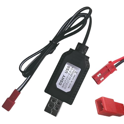 6.0V USB Ladekabel mit JST 2Pin Stecker Kompatibel RC Flugzeug RC Panzer RC Modellfahrzeug Buggy Auto Truck Boot für Universal 6.0V Lipo Akku (1) von BaiWeiDun