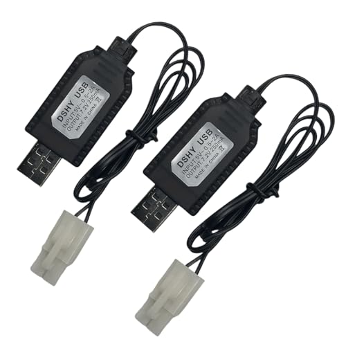 7.2V USB Ladekabel Kompatibel mit Tamiya KET-2Pin Stecker Kompatibel RC Flugzeug RC Panzer RC Modellfahrzeug Buggy Auto Truck Boot für Universal 7.2V NiMH/NiCd Lipo Akku (2) von BaiWeiDun