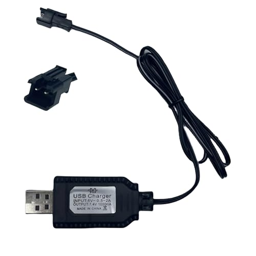 7.4V LiPo Akku USB-Ladekabel mit SM-2PIN Stecker Kompatibel RC Modellfahrzeug Buggy Auto Truck Boot für Universal 7.4V LiPo Akku USB-Ladegerät mit Akku-Schutz (1) von BaiWeiDun