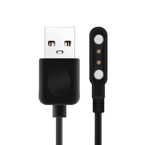Smart Watch Ladekabel, Universal Magnetisch SmartWatch Zubehör Ladekabel 2 Polig Kabel, Ladegerät Kontakt Pitch Abstand 4 mm (Schwarz) von BaiWeiDun