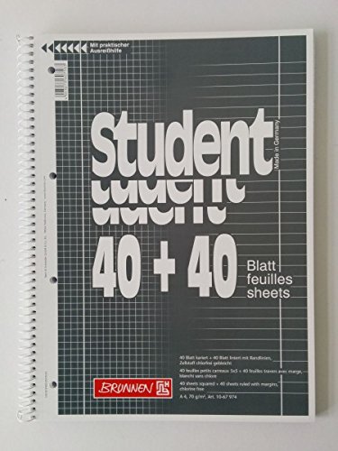 5er VE BRUNNEN Spiralblock Student A4 80 Blatt Collegeblock lin+kariert 70g/m2 von Baier & Schneider