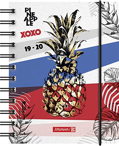 Baier & Schneider BRUNNEN 1072915020 „Pineapple“ , Schülerkalender/Tageskalender 2019/2020 , 1 Seite = 1 Tag, Sa. + So. auf einer Seite , Blattgröße 12 x 16 cm , A6 , PP-Einband von Baier & Schneider