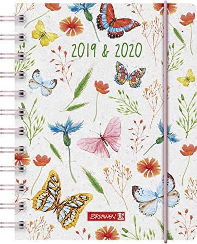 Baier & Schneider BRUNNEN 1072915040 „Schmetterling“ , Schülerkalender/Tageskalender 2019/2020 , 1 Seite = 1 Tag, Sa. + So. auf einer Seite , Blattgröße 12 x 16 cm , A6 , PP-Einband von Baier & Schneider