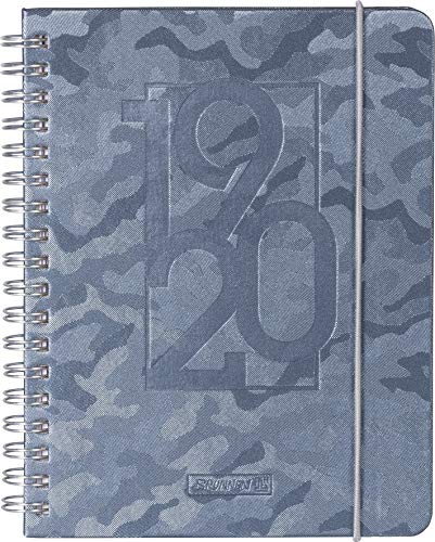 Baier & Schneider BRUNNEN 1072966070 „Camouflage“ , Schülerkalender/Wochenkalender 2019/2020 , 2 Seiten = 1 Woche , Blattgröße 12 x 16 cm , A6 , PU-Einband , grau von Baier & Schneider