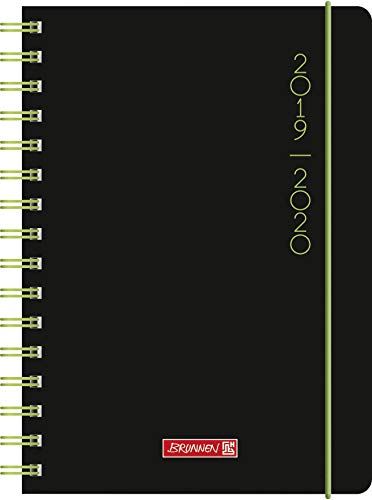 Baier & Schneider BRUNNEN 1072975120 „Plain Black“ , Schülerkalender/Tageskalender 2019/2020 , 1 Seite = 1 Tag, Sa. + So. auf einer Seite , Blattgröße 14,8 x 21 cm , A5 , PP-Einband von Baier & Schneider