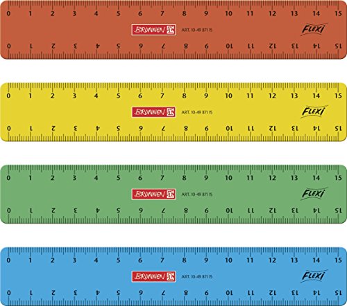 Baier & Schneider Brunnen 104987115 Flexi-Lineal für Schule und Büro 15 cm, unzerbrechlich, Sortiert, für Links- und Rechthänder) von Baier & Schneider