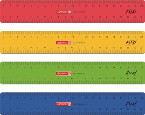 Baier & Schneider Brunnen 104987120 Flexi-Lineal für Schule und Büro 20 cm, unzerbrechlich, 4 verschiedene Farben, für Links- und Rechthänder) von Baier & Schneider