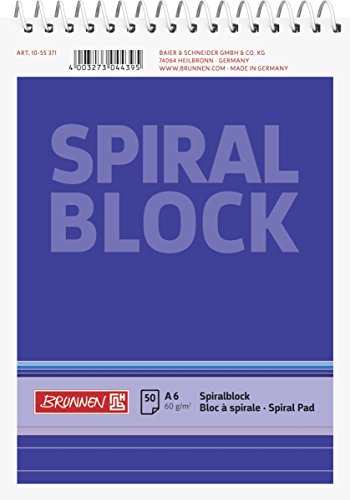 Baier & Schneider Brunnen 1055371 Spiralblock / Notizblock (A6, liniert, 50 Blatt, 60g/m²) von Baier & Schneider