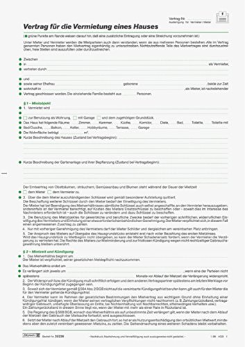 Baier & Schneider Vertragsformular Mietvertrag A4, 5 Blatt von Baier & Schneider