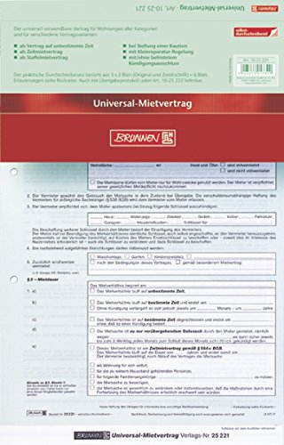 Baier & Schneider Vertragsformular Mietvertrag Universal, selbstdurchschreibend, Abheftlochung vor von Baier & Schneider