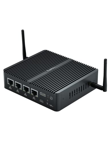 Baieyu Firewall Appliance Mini PC mit 4 LAN, Celeron J4125, 16 GB RAM 256 GB SSD, HD, 2.5 GbE Nics, Kleiner Tragbarer Kompakter Desktop Computer, Windows 10 Pro/Pf-Sense, Wake On LAN von Baieyu