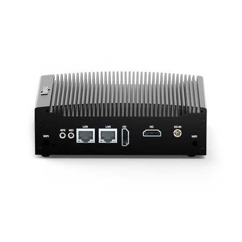 Baieyu Lüfterloser Mini-Desktop-Computer Core i7-10610U (bis zu 4,90GHz) 32G DDR4/256GB SSD/1TB HDD Lüfterloser Industrie-PC 2×RJ45 & HD1.4/USB 3.0/4K@30Hz Ausgang/WiFi5/BT4.2 für Heim/Büro/HTPC von Baieyu