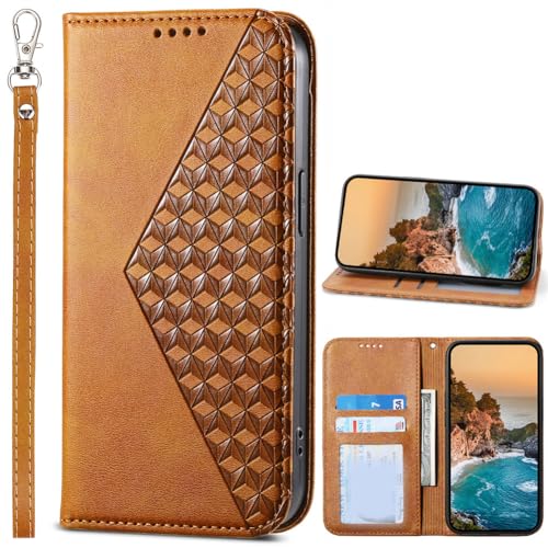 Baifu 3D-Gitter Hülle für iPhone 16 PRO MAX, [Ständer] [Magnetverschluss], Lederhülle Kompatibel für iPhone 16 PRO MAX-11 von Baifu