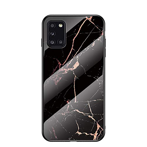 Baifu Hülle für Samsung Galaxy A31 Hülle Marmor Gehärtetem Glas & Silikon Rand Hybrid Hardcase Stoßfest Kratzfest Handyhülle Dünn Case Handyhülle für Samsung Galaxy A31 (Schwarzes Gold) von Baifu