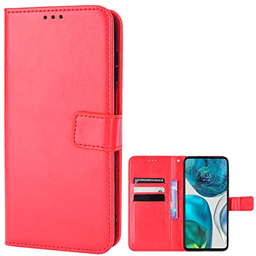 Baifu Lederhülle für Realme 9 Pro Hülle, Flip Case Schutzhülle Handy mit Kartenfach Stand und Magnet Funktion als Brieftasche, Tasche Cover Etui Handyhülle für Realme 9 Pro, Rot von Baifu