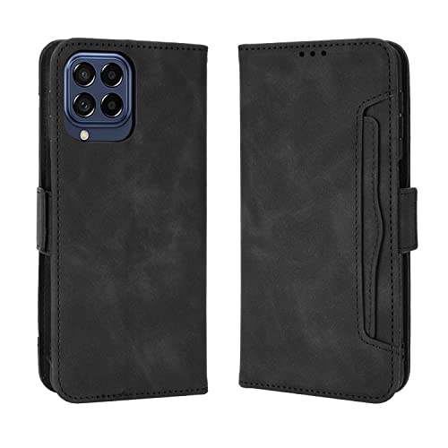 Baifu Lederhülle für Samsung Galaxy M53 5G Hülle, Flip Case Schutzhülle Handy mit Kartenfach Stand und Magnet Funktion als Brieftasche, Tasche Cover Etui Handyhülle für Samsung Galaxy M53 5G, Schwarz von Baifu