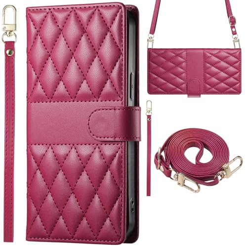 Baifu Plaid-Telefonhülle für iPhone 16 Plus, Brieftaschen-Schutzhülle mit Handschlaufe, kompatibel mit iPhone 16 Plus-Rot Baifu Plaid-Telefonhülle für iPhone 16 Plus, Brieftaschen-Schutzhülle mit Handschlaufe, kompatibel mit iPhone 16 Plus-Rot von Baifu
