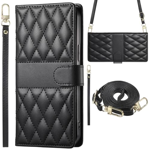 Baifu Plaid-Telefonhülle für iPhone 16 Plus, Brieftaschen-Schutzhülle mit Handschlaufe, kompatibel mit iPhone 16 Plus-Schwarz Baifu Plaid-Telefonhülle für iPhone 16 Plus, Brieftaschen-Schutzhülle mit Handschlaufe, kompatibel mit iPhone 16 Plus-Schwarz von Baifu