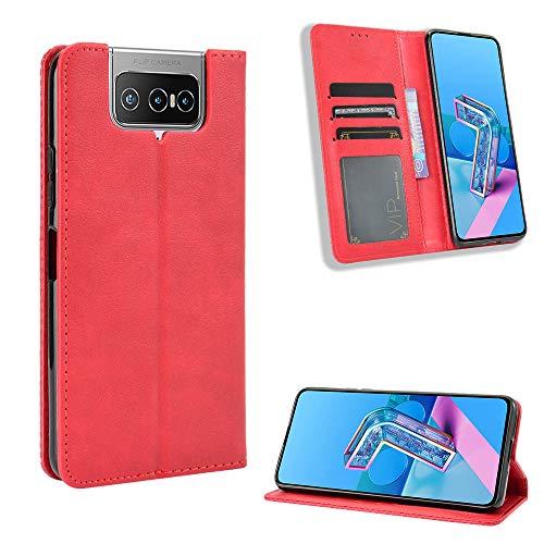 Lederhülle für Asus Zenfone 7 Pro ZS671KS Hülle, Flip Case Schutzhülle Handy mit Kartenfach Stand und Magnet Funktion als Brieftasche, Tasche Cover Etui Handyhülle für Zenfone 7 Pro ZS671KS, Rot Lederhülle für Asus Zenfone 7 Pro ZS671KS Hülle, Flip Case Schutzhülle Handy mit Kartenfach Stand und Magnet Funktion als Brieftasche, Tasche Cover Etui Handyhülle für Zenfone 7 Pro ZS671KS, Rot von Baifu