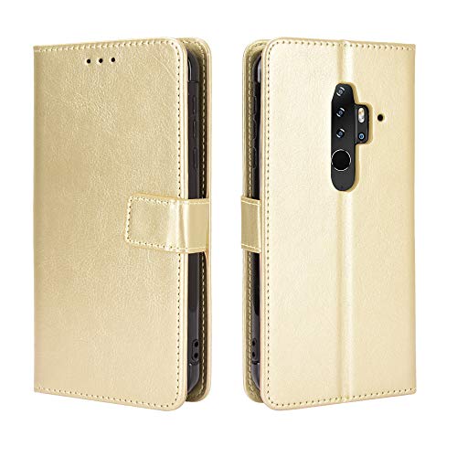 Lederhülle für Blackview BV6300 Pro Hülle, Flip Case Schutzhülle Handy mit Kartenfach Stand und Magnet Funktion als Brieftasche, Tasche Cover Etui Handyhülle für Blackview BV6300 Pro, Golden von Baifu