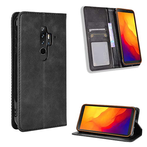 Lederhülle für Blackview BV6300 Pro Hülle, Flip Case Schutzhülle Handy mit Kartenfach Stand und Magnet Funktion als Brieftasche, Tasche Cover Etui Handyhülle für Blackview BV6300 Pro, Schwarz von Baifu