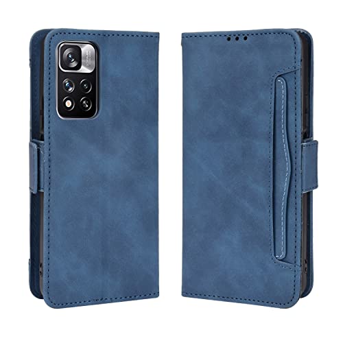 Lederhülle für Redmi Note 11 Pro+ 5G Hülle, Flip Case Schutzhülle Handy mit Kartenfach Stand und Magnet Funktion als Brieftasche, Tasche Cover Etui Handyhülle für Redmi Note 11 Pro+ 5G, Blau von Baifu