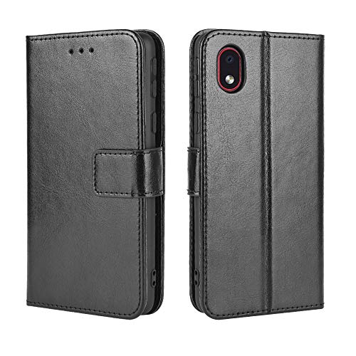 Lederhülle für Samsung Galaxy A01 Core/M01 Core Hülle, Flip Case Schutzhülle Handy mit Kartenfach Stand und Magnet Funktion als Brieftasche, Tasche Cover Etui Handyhülle für Galaxy A01 Core, Schwarz von Baifu