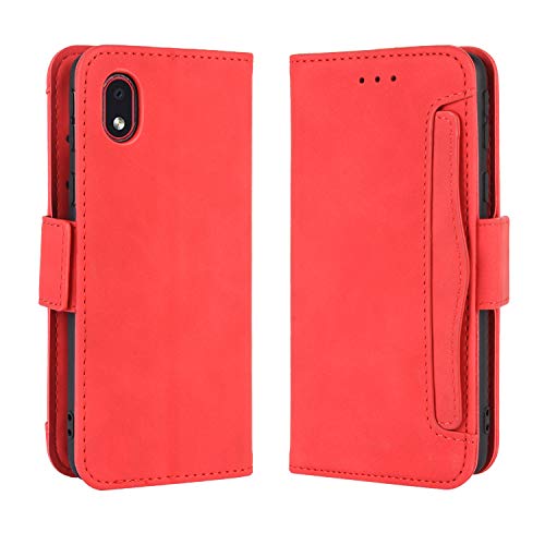 Lederhülle für Samsung Galaxy A01 Core/M01 Core Hülle, Flip Case Schutzhülle Handy mit Kartenfach Stand und Magnet Funktion als Brieftasche, Tasche Cover Etui Handyhülle für Galaxy A01 Core, Rot von Baifu