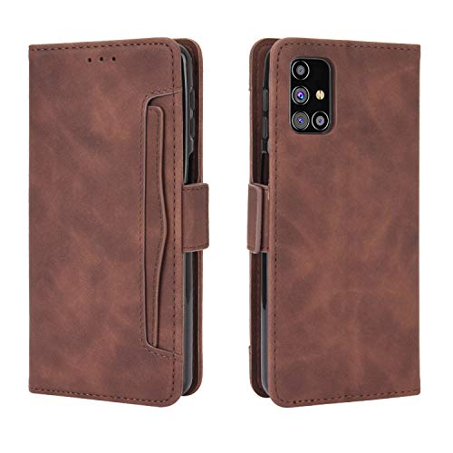 Lederhülle für Samsung Galaxy M31s Hülle, Flip Case Schutzhülle Handy mit Kartenfach Stand und Magnet Funktion als Brieftasche, Tasche Cover Etui Handyhülle für Samsung Galaxy M31s, Brown von Baifu