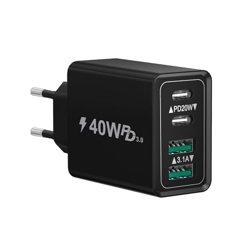 USB C Ladegerät, 40W 4-Port USB C Stecker Schnellladegerät, USBC Power Adapter & USB Mehrfach Ladegerät USB Netzteil Netzstecker Ladestecker für iPhone 16 15 14 13 12 11 Pro Max, Samsung, Handys USB C Ladegerät, 40W 4-Port USB C Stecker Schnellladegerät, USBC Power Adapter & USB Mehrfach Ladegerät USB Netzteil Netzstecker Ladestecker für iPhone 16 15 14 13 12 11 Pro Max, Samsung, Handys von Baileku