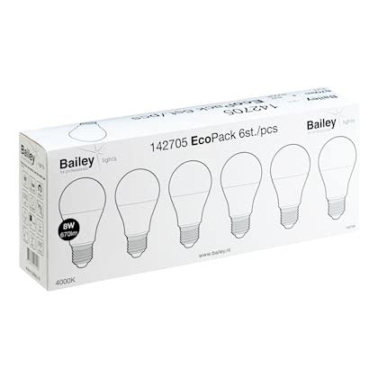 EcoPack 6pcs LED A60 E27 8W 4000K Opal BAILEY 142705 von Bailey Bijoux