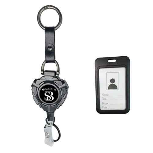 Schlüsselanhänger Ausziehbar für Männer, Ausweishülle mit band, schlüsselband mit Karabiner, PVC-beschichteter Stahlseil, ABS-Material (1 Pack) Schlüsselanhänger Ausziehbar für Männer, Ausweishülle mit band, schlüsselband mit Karabiner, PVC-beschichteter Stahlseil, ABS-Material (1 Pack) von Baisirui