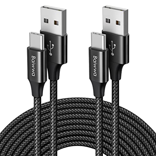 Baiwwa [ 3m 2-Stück USB C Kabel Lang, Nylon 3A Typ C Ladekabel Schnellladekabel Kompatibel mit Samsung Galaxy S23 S22 S21 S20 S10 S9 Plus, A14 A34 A33 A54 A53 A23, Redmi Note 12 Pro - Schwarz von Baiwwa