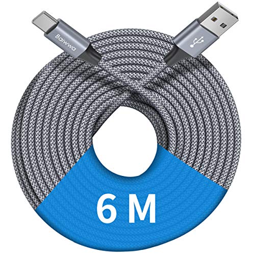 Baiwwa Extra Lang USB C Kabel, 6m USB Typ C Ladekabel Schnellladekabel Kompatibel mit PS5 Controller, Switch, Samsung Galaxy S9 S8 S10 S20 S21 S22 S23 Plus, und Mehr USB Typ-C Smartphone Tablet Baiwwa Extra Lang USB C Kabel, 6m USB Typ C Ladekabel Schnellladekabel Kompatibel mit PS5 Controller, Switch, Samsung Galaxy S9 S8 S10 S20 S21 S22 S23 Plus, und Mehr USB Typ-C Smartphone Tablet von Baiwwa