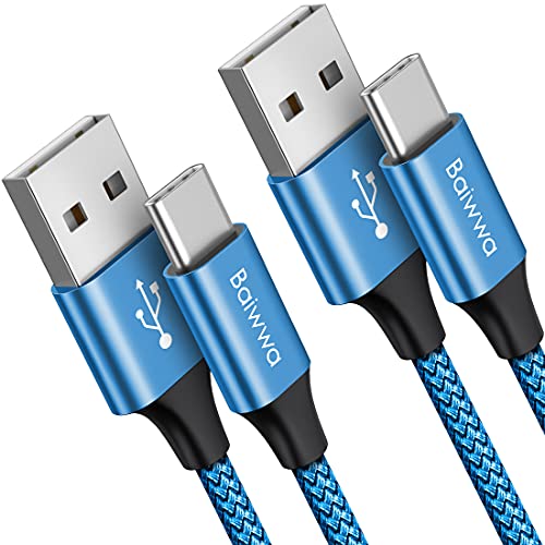 Baiwwa USB C Kabel [1m 2Stück] Schnellladung, Nylon Ladekabel USB C für Samsung Galaxy S23 S22 S21 S20 S10 S9 S8 Plus, A20e A40 A41 A50 A51 A52 A70 A71, Xperia XZ- Gris von Baiwwa
