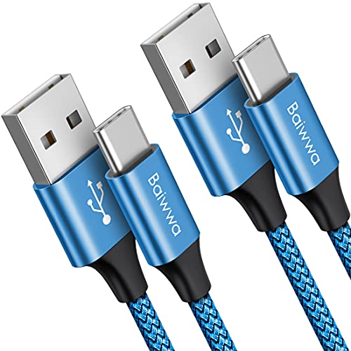 Baiwwa USB C Kabel 3A Schnellladung 1.5m 2Stück Ladekabel USB C Geflochtenes Type C Kabel Kompatibel mit Samsung Galaxy S23 S22 S21 S20 S10 Plus A54 A53 A40 A14 A13, Huawei, Redmi, Pixel -Blu von Baiwwa