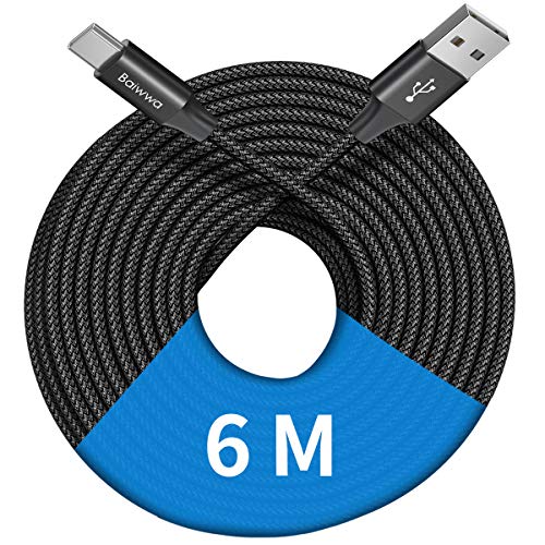 Baiwwa USB C Kabel 6m, Extra lang USB A auf Typ C Ladekabel Schnellladekabel Kompatibel mit PS5 Controller, Switch, Samsung Galaxy Tab S8 Plus, Tab S6 Lite, Tab A7, und Mehr USB-Typ C Baiwwa USB C Kabel 6m, Extra lang USB A auf Typ C Ladekabel Schnellladekabel Kompatibel mit PS5 Controller, Switch, Samsung Galaxy Tab S8 Plus, Tab S6 Lite, Tab A7, und Mehr USB-Typ C von Baiwwa