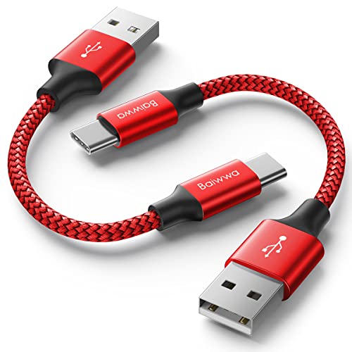 Baiwwa USB C Kabel Kurz, [30cm/0.3m 2Stück] 3A USB C Schnellladung Ladekabel für Samsung Galaxy S23 S22 S21 S20 S10 Plus, A71 A53 A54 A13 A12 A04s A03s M13 M30 M31 M20, und Mehr USB Typ C -Rot von Baiwwa