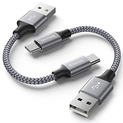 Baiwwa USB C Kabel Kurz (0.3m/30cm, 2-Stück), Kurzes Typ C Kabel Geflochtene USB-C Ladekabel und Datenkabel für Samsung Galaxy S20 S10 S9 S8 S10e, A50 A51 A70 A71, Note 10 9 8, Xperia XZ1 XZ2 von Baiwwa