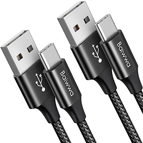 Baiwwa USB C Ladekabel (1.5m 2-Stück), 3A Schnellladung USB-A auf USB-C Kabel für iPhone 15/15 Pro, Samsung Galaxy S24 S23 S22 A54 A14, und USB Typ C -Schwarz von Baiwwa