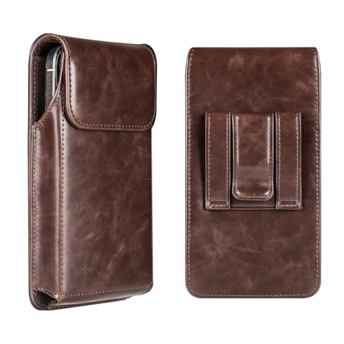 Baiyian Handy Gürteltasche Vertikal Premium PU Leder Handytasche Gürtel Kompatibel für iPhone 16 15 Plus 14 13 12 11 Pro Max XR Samsung Galaxy A55 A35 A15 A25 S20 FE Xiaomi Redmi Note 13 - Kaffee von Baiyian
