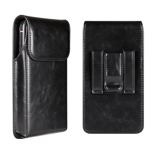 Baiyian Handy Gürteltasche Vertikal Premium PU Leder Handytasche Gürtel Kompatibel für iPhone 16 15 Pro Max Samsung Galaxy A14 A16 A05s M35 S24 Ultra Blackview Wave 8C 6C OUKITEL C51 C36 - Schwarz von Baiyian