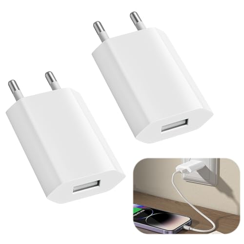 USB-Ladegerät, Universal-Steckdosenadapter, 5 W, 5 V, 1 A, Ladegerät, Adapter, Universal, tragbar, USB-Geräte, Ladegerät für Phone/Pad/Smartwatch/Kopfhörer/Tablet (ohne Kabel) von BakeWhiz