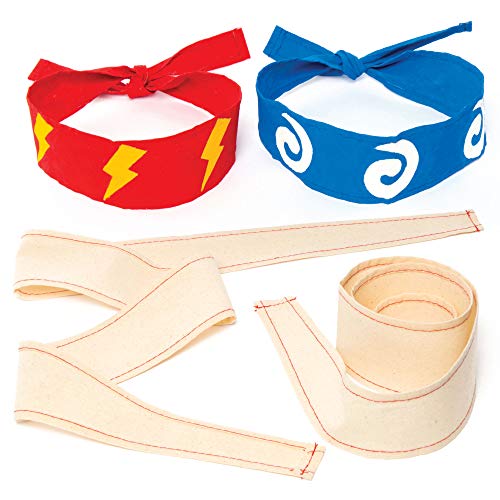 Baker Ross „Ninja“ Stoff-Kopfbänder für Kinder zum Gestalten und Tragen beim Kostümfest – Kreatives Bastelset für Kinder zum Verkleiden (5 Stück),Cream, Mittel von Baker Ross
