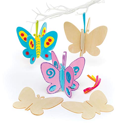 Baker Ross 3D-Schmetterlinge aus Holz für Kinder zum Basteln und Dekorieren – Kreatives Bastelset für Kinder (6 Stück) von Baker Ross