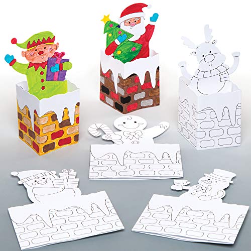 Baker Ross AR850 Schornstein-Pop-Up-Karte, zum Ausmalen für Kinder, Weihnachtsbasteleien und Dekorationen, 6 Stück, Weiß Baker Ross AR850 Schornstein-Pop-Up-Karte, zum Ausmalen für Kinder, Weihnachtsbasteleien und Dekorationen, 6 Stück, Weiß von Baker Ross