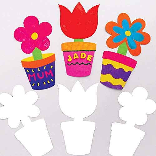 Baker Ross AT377 Blumentopf-Kartonrohlinge, Frühling-Bastelvorlagen für Kinder, zum Basteln, 30 Stück von Baker Ross