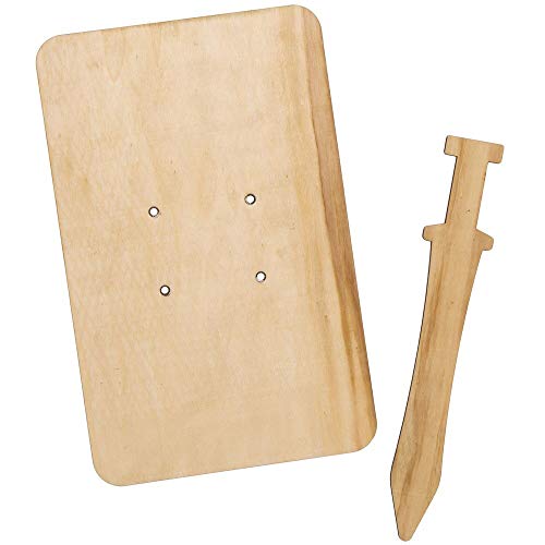 Baker Ross AT735 Roman Centurion Holzschwerter & Schild, für Kinder, Kunst- und Handwerksprojekte (Packung mit 2 Sets), sortiert, Mittel von Baker Ross