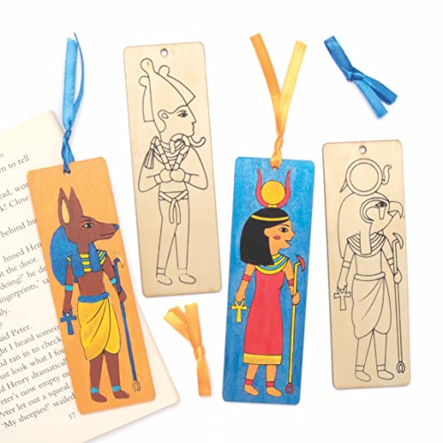 Baker Ross AT853 Lesezeichen aus ägyptischem Holz zum Selbermachen, Ausmal-Sets für Kunst- und Bastelprojekte für Kinder, 8 Stück, sortiert von Baker Ross